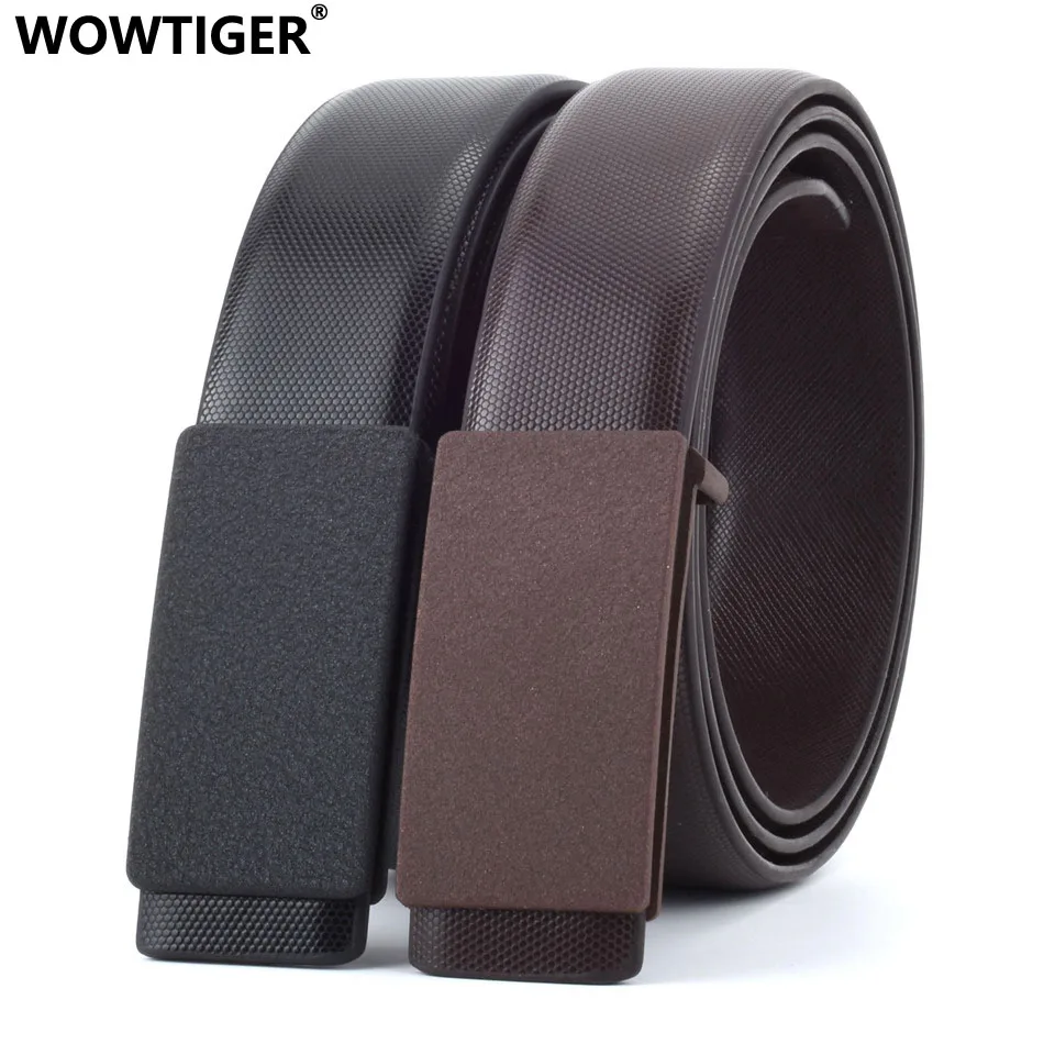 

WOWTIGER High Quality 3.3CM leather belts for men Strap male Luxury Brand Smooth buckle designer brand belt Waistband