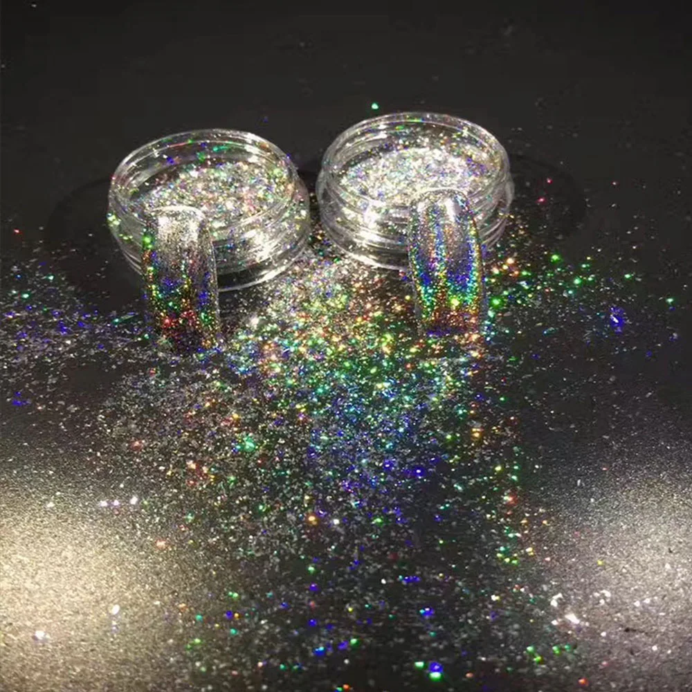 

1 Box Galaxy Holo Flakes Laser Bling Rainbow Flecks Chrome Magic Effect Irregular Nail Art Glitter Powders BE323-1