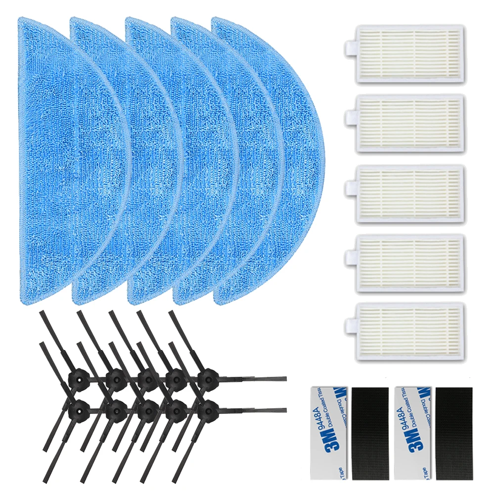 

5*HEPA Filter+10*Side Brush+5*Mop Cloth+5*magic paste for ilife v5s pro ilife v5 ilife x5 V3+ V50 V3 v5pro Vacuum Cleaner Parts