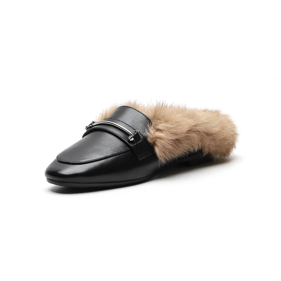 

Autumn and winter fashion women's slippers high quality comfortable warm shoes beautifully decorated fluffy rabbit hair slippers