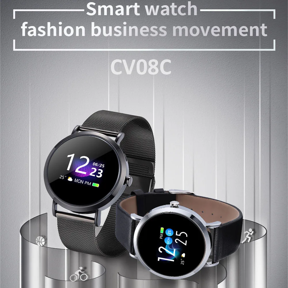 

Timethinker CV08C Smartwatch 1.0'' Bluetooth 5.0 Wrist Watch Android Heart Rate Blood Pressure Monitor Pedometer Fitness Tracker