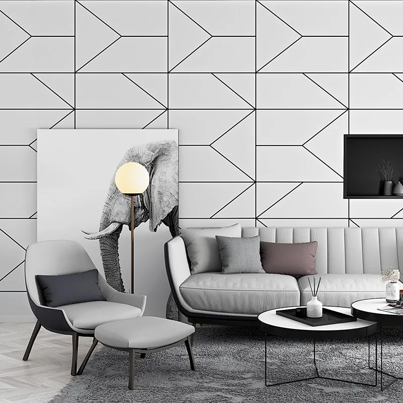 

Nordic style wallpaper ins geometric pattern line graphic bedroom living room modern minimalist TV background wallpaper decor