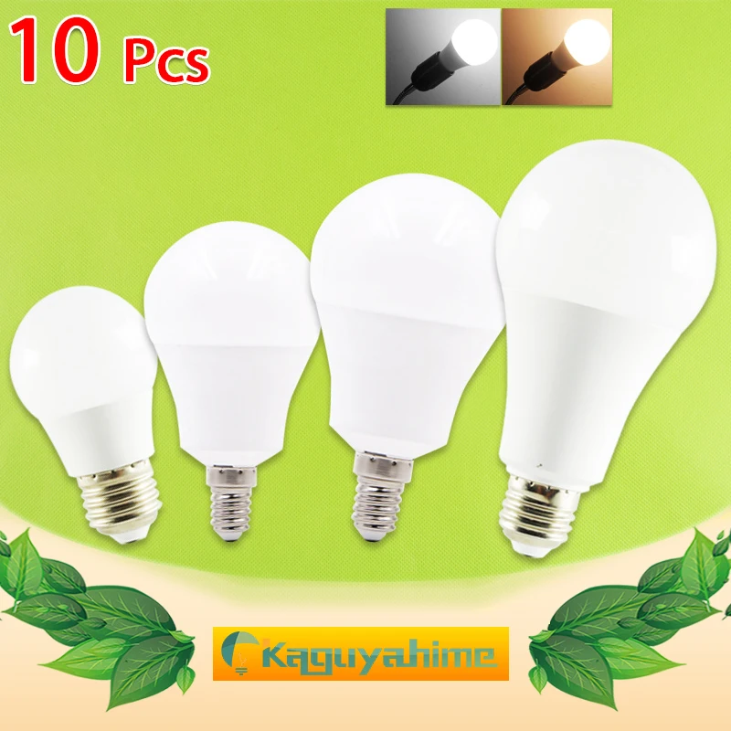 

10pcs LED Bulb E27 E14 Dimmable Lamps AC 220V 240V Light Bulb Real Power 20W 18W 15W 12W 9W 5W 3W Smart IC Lampada LED Bombilla