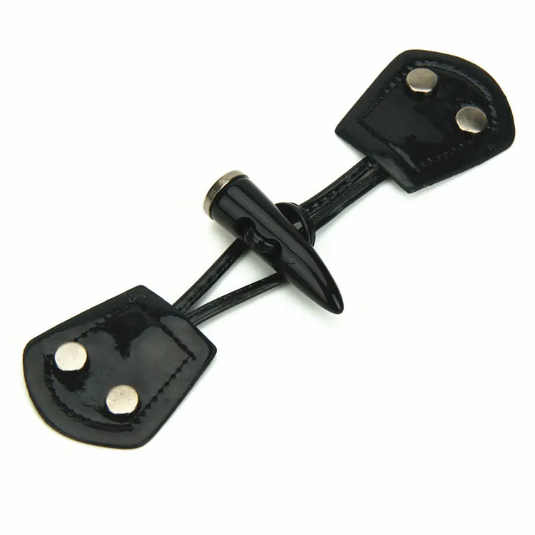 Patent Leather Toggle Buttons Black Resin Combined Buttons for Women