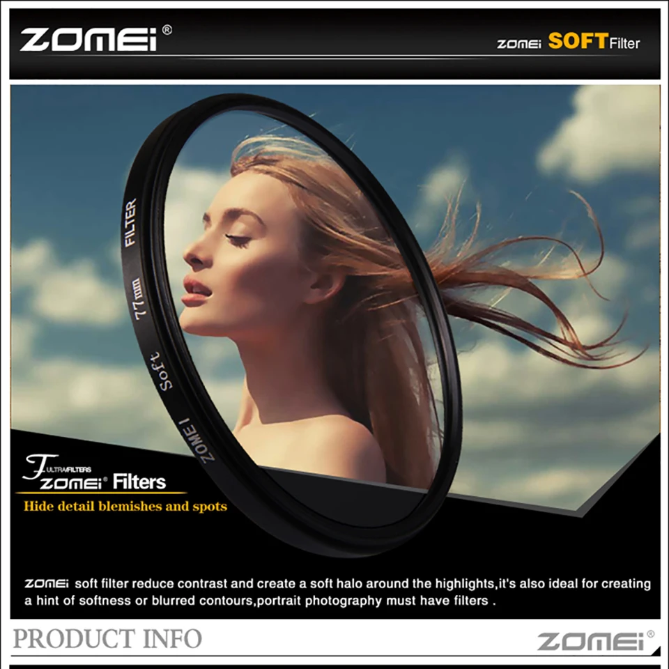 Zomei Камера фильтр Softlens 52/55/58/62/67/72/77/82 мм с эффектом мягкого фокуса объектива фильтр Dreamy Hazy диффузор для SLR-и dslr-камер Canon Nike sony