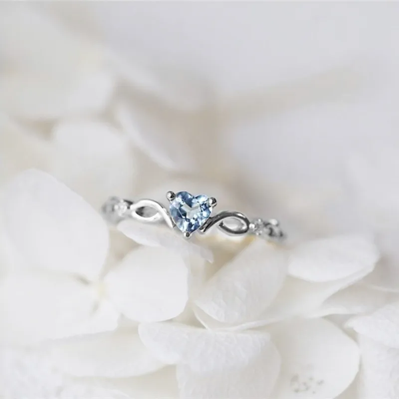 CC Simple Rings For Women Cubic Zirconia Blue Heart Wedding Ring Bridal Engagement Fashion Jewelry Bijoux Drop Shipping CC2291