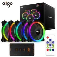 Aigo чехол для компьютера, ПК, вентилятор, DR12-Pro, Aura Sync, кулер, вентилятор RGB, регулируемый светодиодный, 120 мм, тихий, дистанционный, для компьютера, кулер, охлаждение, чехол для процессора, вентилятор