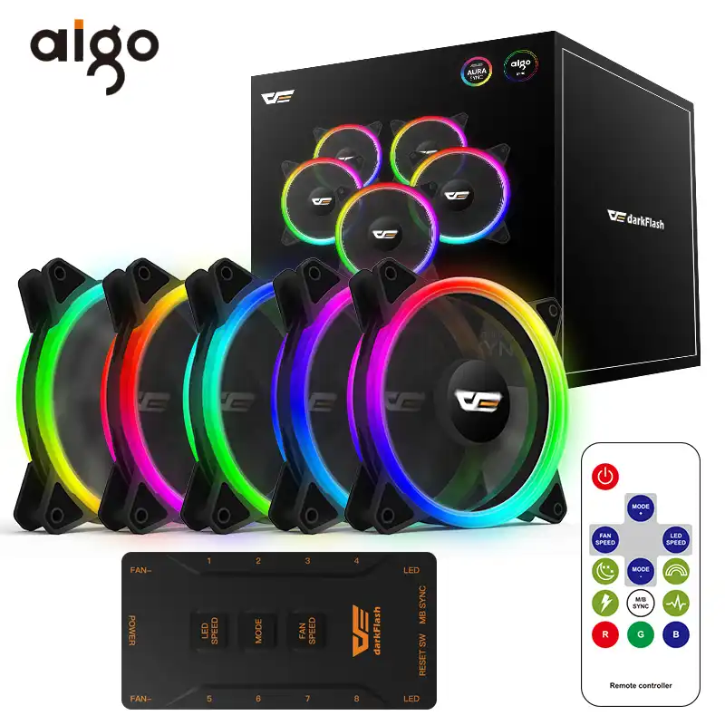 Computer PC Case RGB Cooling Fan LED 120mm Cooler with Remote Control Quiet Fan