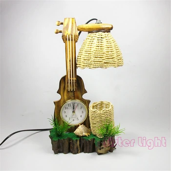 

Handmade Violin Shape Night Light with Clock for Children room home desk lamp Birthday gift 220V EU Plug