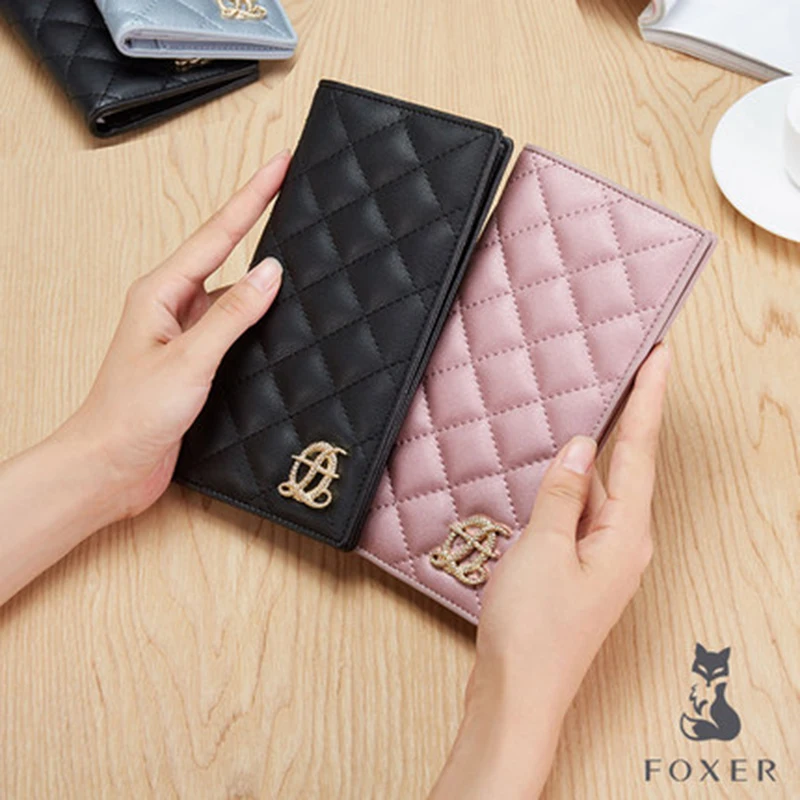 

FOXER Brand Women Leather Wallet & High Quality Purse Fashion Designer Female Cowhide Long Wallets