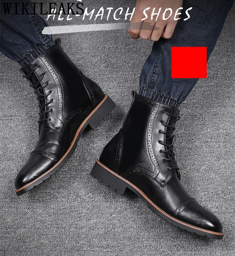 Дизайнерская обувь с перфорацией типа «броги»; Мужские модельные ботинки; кожаные ботинки в стиле ретро; ботинки «Челси»; Мужская обувь; уличные ботильоны; chaussure homme schoenen