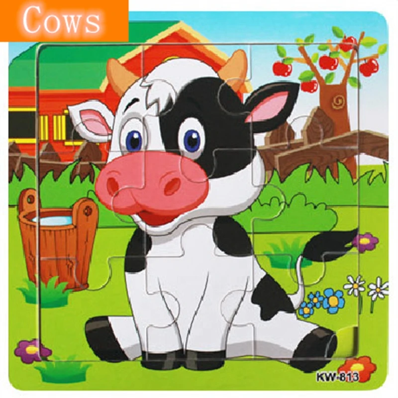 Dijual Mp220 Seri Hewan Sapi Puzzle Kayu Kartun Jigsaw Pendidikan