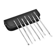 Портативный 7 шт. удаления прыщей уход за кожей комплект Нержавеющая сталь прыщей, игла для удаления угрей, инструмет для удаления черных точек прибор для ухода за лицом