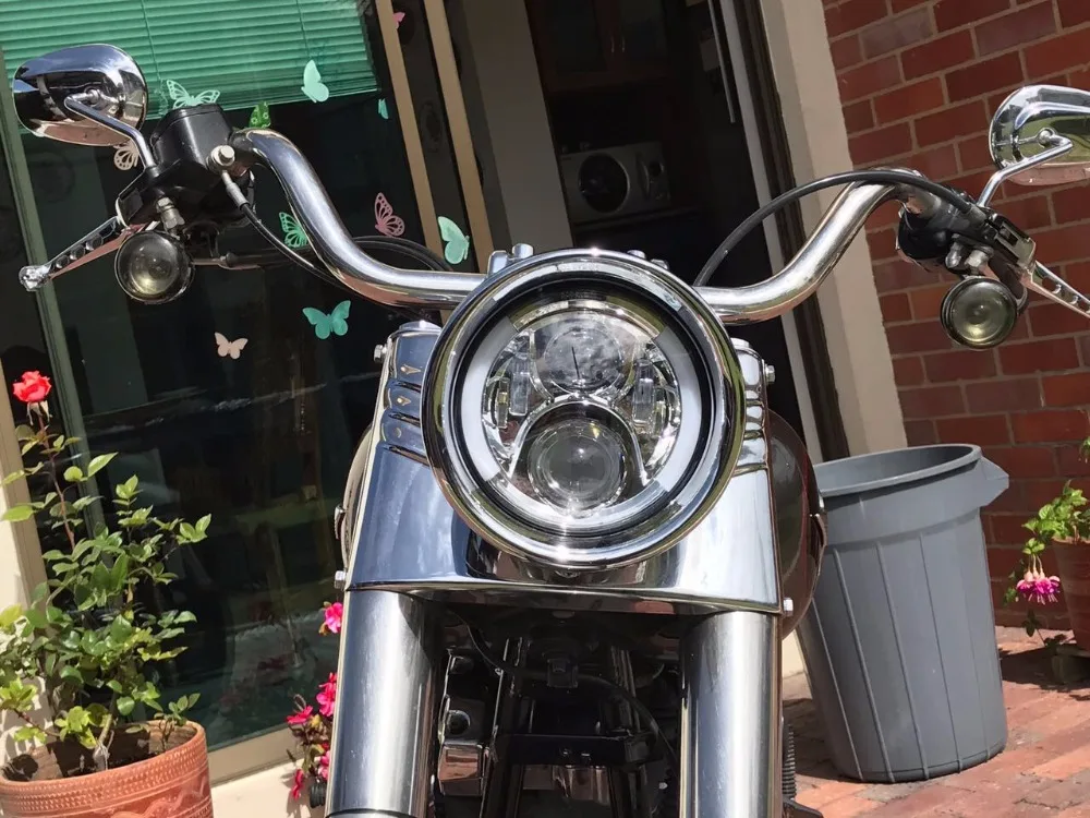 Светодиодный moto фары " /7-дюймовый круглый 60 W фара дальнего света мотоцикла DRL поворотов Halo Кольцо угол глаза для Harley Davidsion