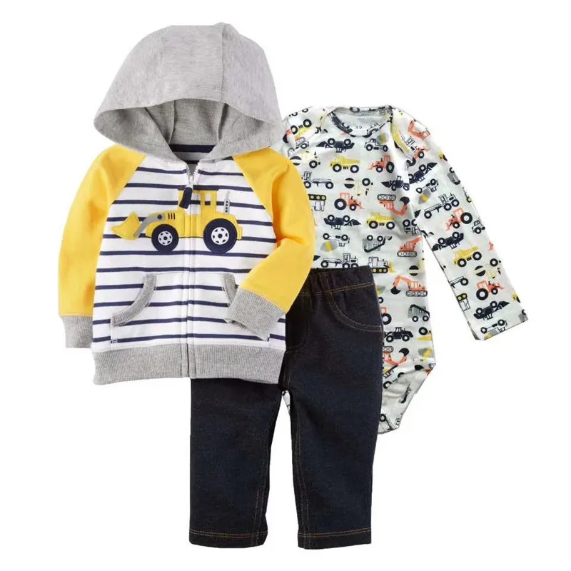 Комплект из 3 предметов для маленьких мальчиков и девочек, боди с длинными рукавами и штаны, флисовая куртка с капюшоном из хлопка, комплекты одежды, повседневная одежда - Цвет: D