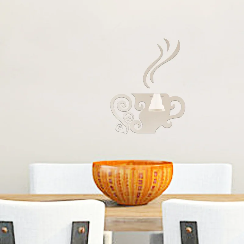 Acrylic Mirror Wall Sticker Coffee Wallpaper Poster Art Kitchen Wall Stickers Bedroom Home Decoration Accessories LJ193