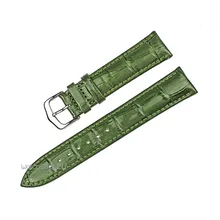Зеленый Аллигатор Крокодил зерна натуральная кожа часы ремешок серебро Нержавеющая сталь булавки пряжка 18 мм 20 мм 22 мм