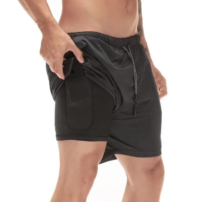 Мужские летние повседневные пляжные шорты дышащие быстросохнущие камуфляжные шорты для спортзала шорты для фитнеса бодибилдинга полиэстер сетчатый карман - Цвет: Black