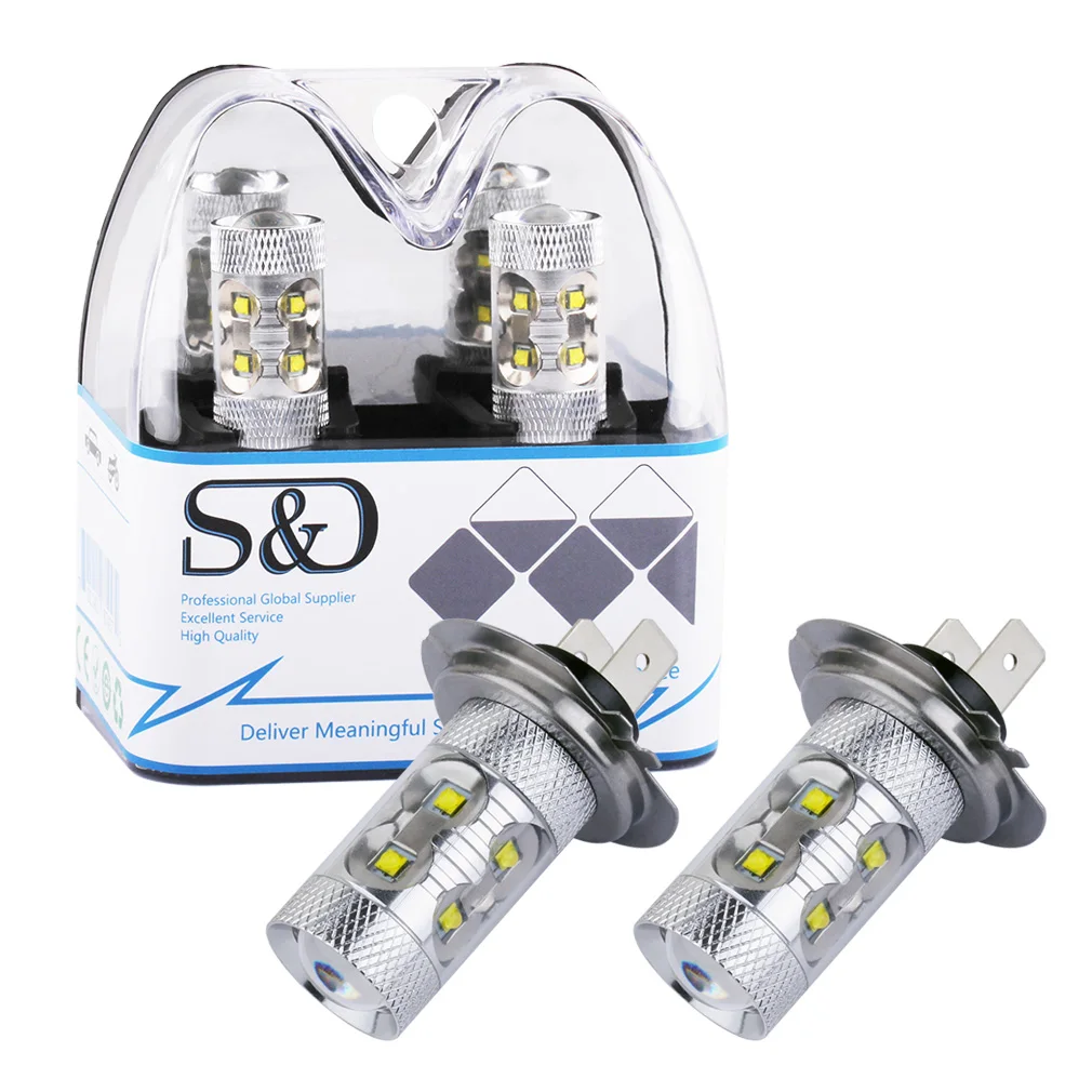 2PCS 12 Cree Led Chip H7 Driving font b Lamp b font White car Fog Head