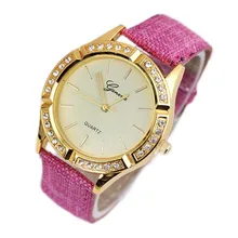 2016 New Luxury Brand Geneva Women Diamond Analog Leather Quartz Wrist Watch Watches Reloj Hombre Relogio Feminino Hot Sale
