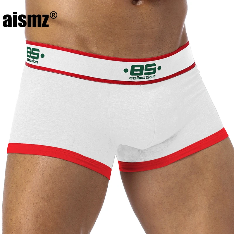 Aismz Боксеры Мужское нижнее белье Cueca Masculina мужское хлопковое нижнее белье боксеры Vetement Homme Slip пенис сексуальные Cueca мужские трусы