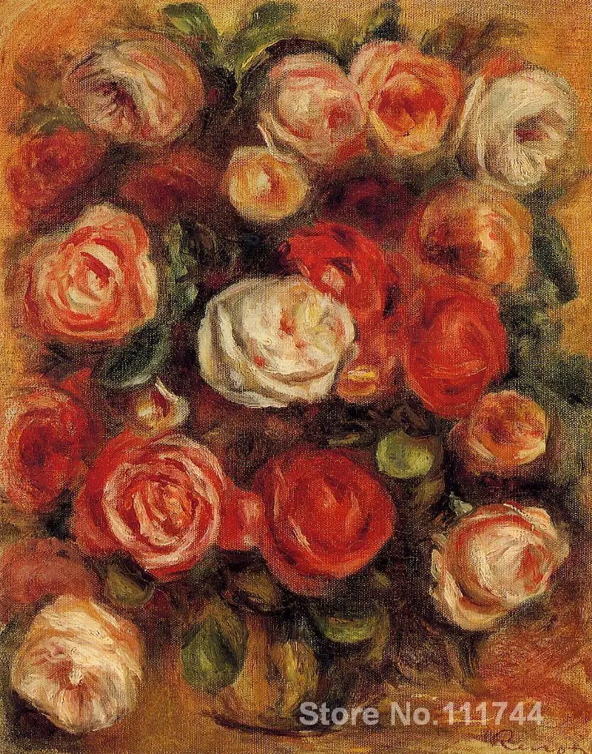 

flowers Oil painting Vase of Roses Pierre Auguste Renoir artwork for sale Handmade High quality