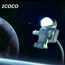 ICOCO Мини милый 3D USB астронавт, космонавт регулируемый светодиодный ночник настольная лампа для ПК/компьютера Прямая доставка Оптовая