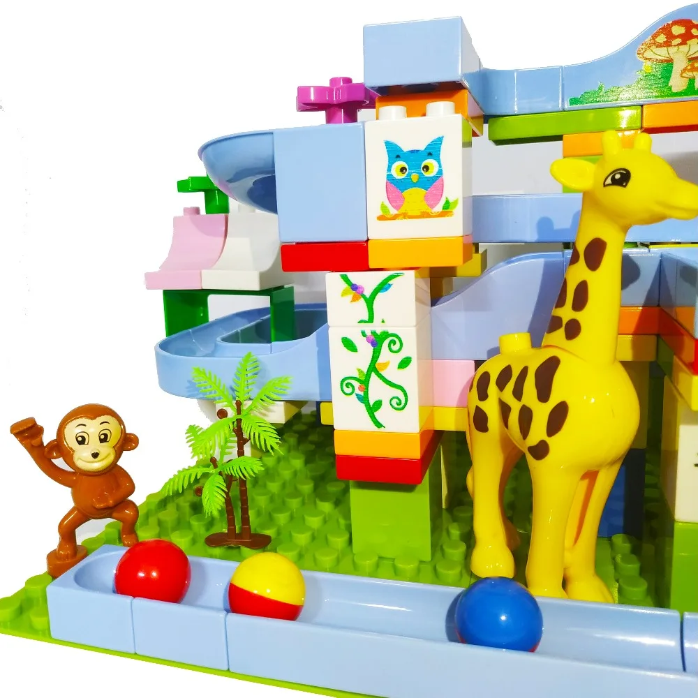 101PCS Marble Race Run Slide Maze Ball Track Building Blocks Plastic Compatible Legoed Duploed Slide Bricks Toys for Children