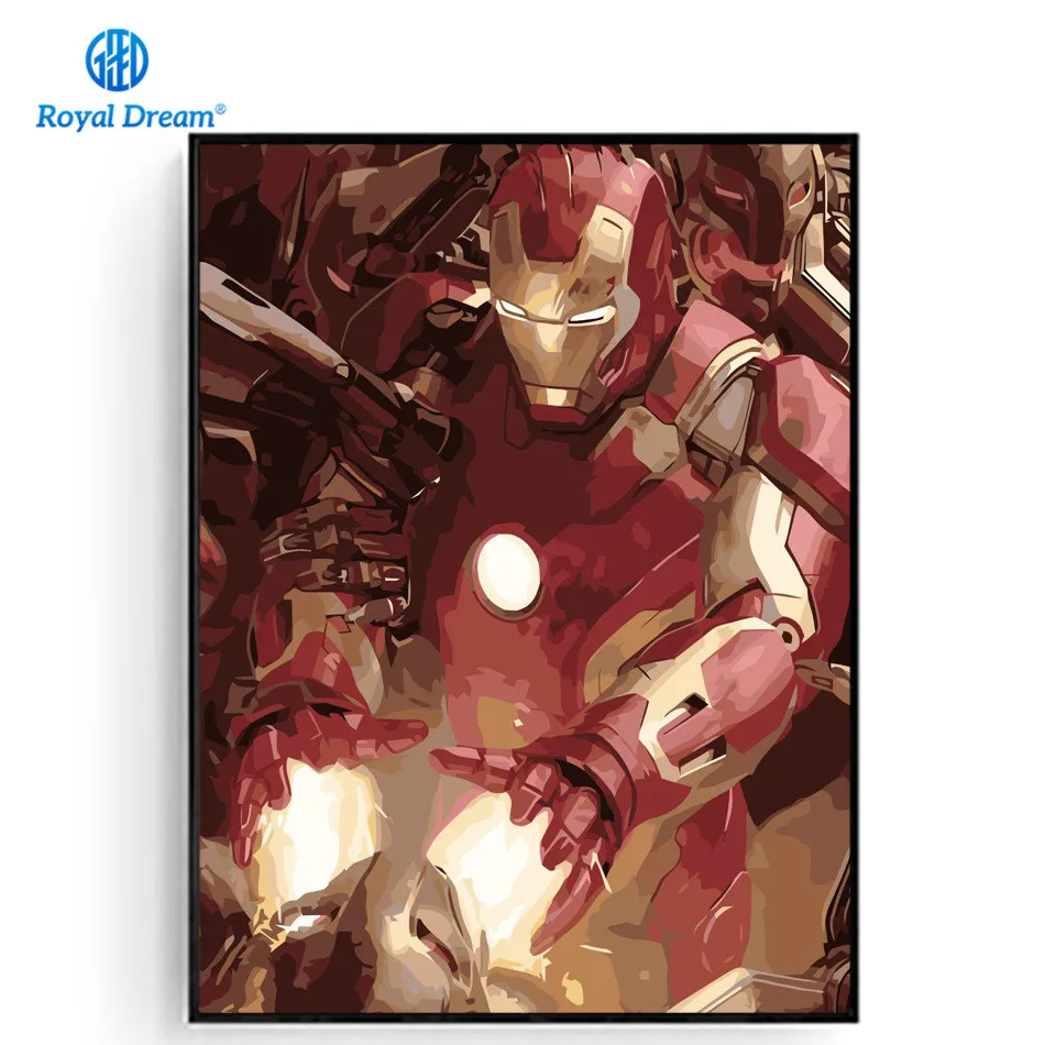 

Iron Man Poster Comic Movie Poster Hand Painted Oil Painting By Numbers On Canvas Acrylic Paint By Numbers Kits Wall Art