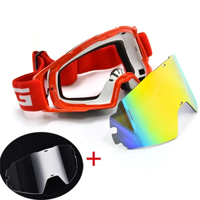 BJMOTO очки для мотокросса с очень прозрачными линзами ATV шлем Gafas внедорожные мотоциклетные очки солнцезащитные очки для шлема Dirt Bike - Цвет: Красный