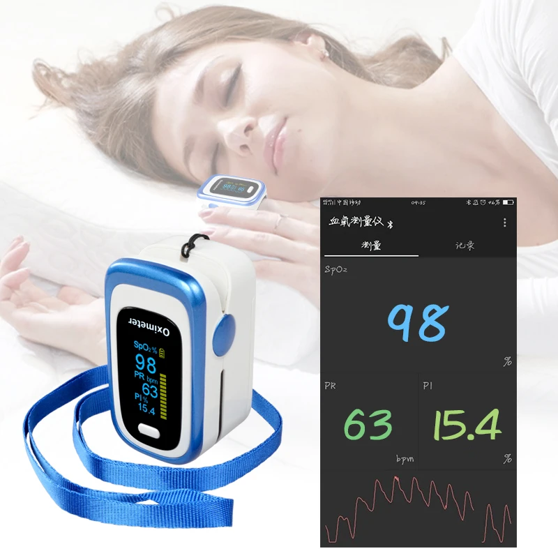 

Bluetooth Finger Pulse Oximeter SPO2 PR PI Oximetro De Dedo Blood Oxygen Saturation Pulsioximetro Health Care