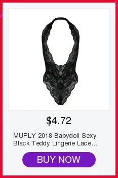 MUPLY 2018 Babydoll сексуальное черное Тедди белье кружевное женское нижнее белье с открытой спиной Эротическое белье искушение интимные