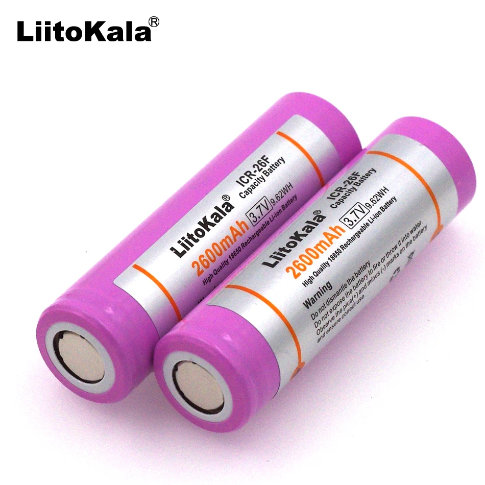 Liitokala 2 шт. новый оригинальный 3,7 В 18650 ICR18650-26F 2600 мАч литий-ионный Батарея для ноутбука Батарея