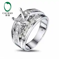 Caimao Подушки Cut кольцо Маунт Semi Настройки и 1.48ct Diamond 14 К Белое золото Gemstone Обручение кольцо Ювелирные украшения