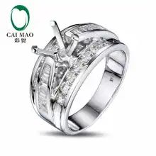 CaiMao Cushion cut Semi Mount Ring Settings & 1.48ct Diamond 14k White Gold Gemstone Engagement Ring Fine Jewelry