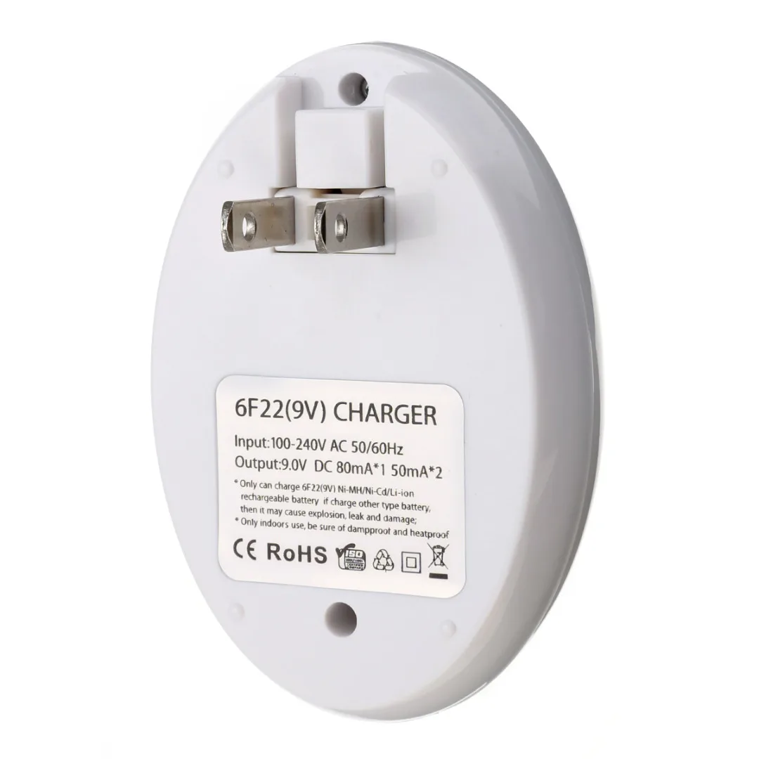 Pohiks 1pc Li-ion/NI-MH/NiCd Battery 9V High Quality Rechargeable Batteries Smart Charger LED Light US Plug