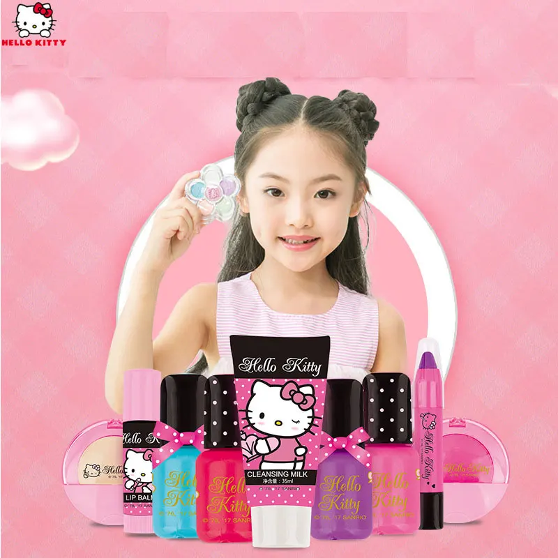 

HELLO KITTY toys for girls children's cosmetics girl princess makeup portable box children's makeup toys birthday gift