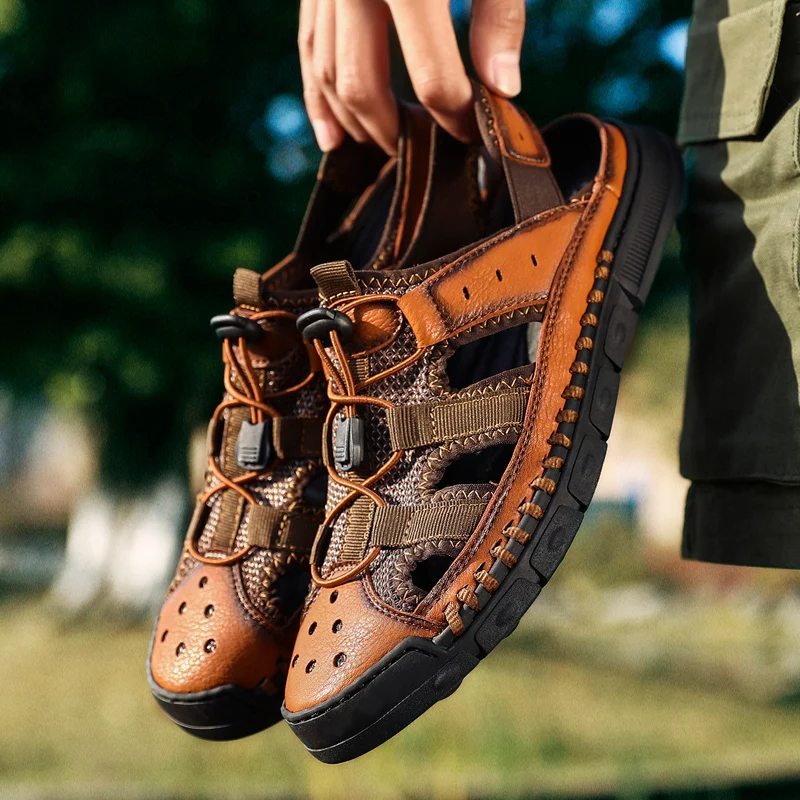 

2019 New Men Sandals Fashion Summer Beach Comfortable and Breathable Microfiber Men's Sandal Man Causal Shoes Plus Size 46
