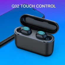 Lakukom Беспроводные Bluetooth 5,0 Наушники новые Q32 сенсорное управление стерео звук в уши спортивные с 3500 мАч зарядный чехол для телефонов