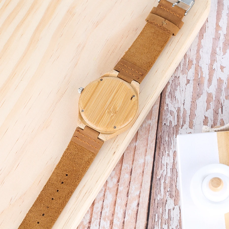 Men's Wood Watch Simple Pure Analog Bamboo Wooden Clock Man Genuine Leather Watch Men Watches Top Luxury Brand reloj para hombre 2018 2019 220 BOBO (8)