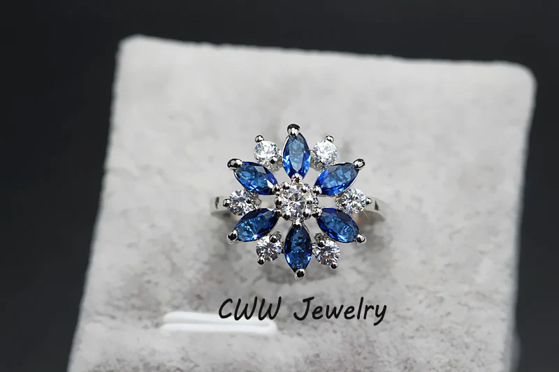 Женское кольцо с фианитом цвета белого золота R074|flower ring|rings fashion jewelryring jewelry |