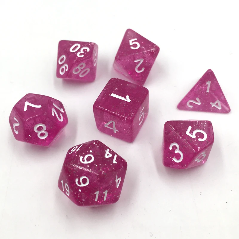 

Rollooo Glitter Rpg dice D4 D6 D8 D10 D% D12 and D20 7Pcs/Set