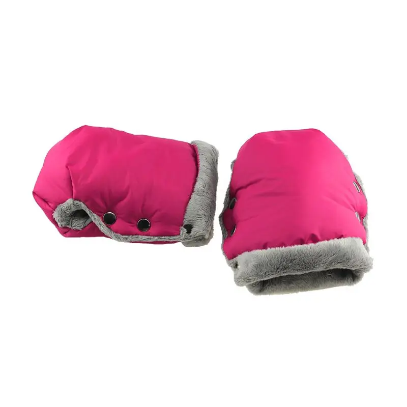 Водонепроницаемые флисовые перчатки для детских колясок, муфта для рук, теплые перчатки, аксессуары для колясок, зимний чехол - Цвет: Hot Pink
