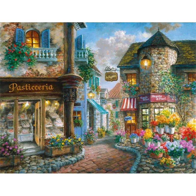 Diamond embroidery Diy painting Flower Street Cross stitch square drill mosaic Paste Crafts Needlework landscape | Дом и сад