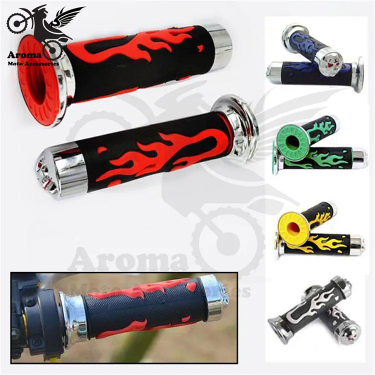 

5 colors available fire model skull colorful skeleton universal part moto handle bar rubber motorbike grip motorcycle handlebar