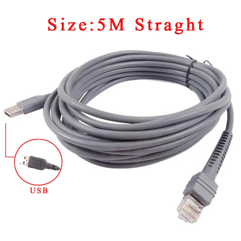 

New 5M USB Cable to RJ45 For Symbol Motorola LS2208 LS4278 LS7808 M2007 M2004 M2005 CBA-U01-S07ZAR Barcode Scanner