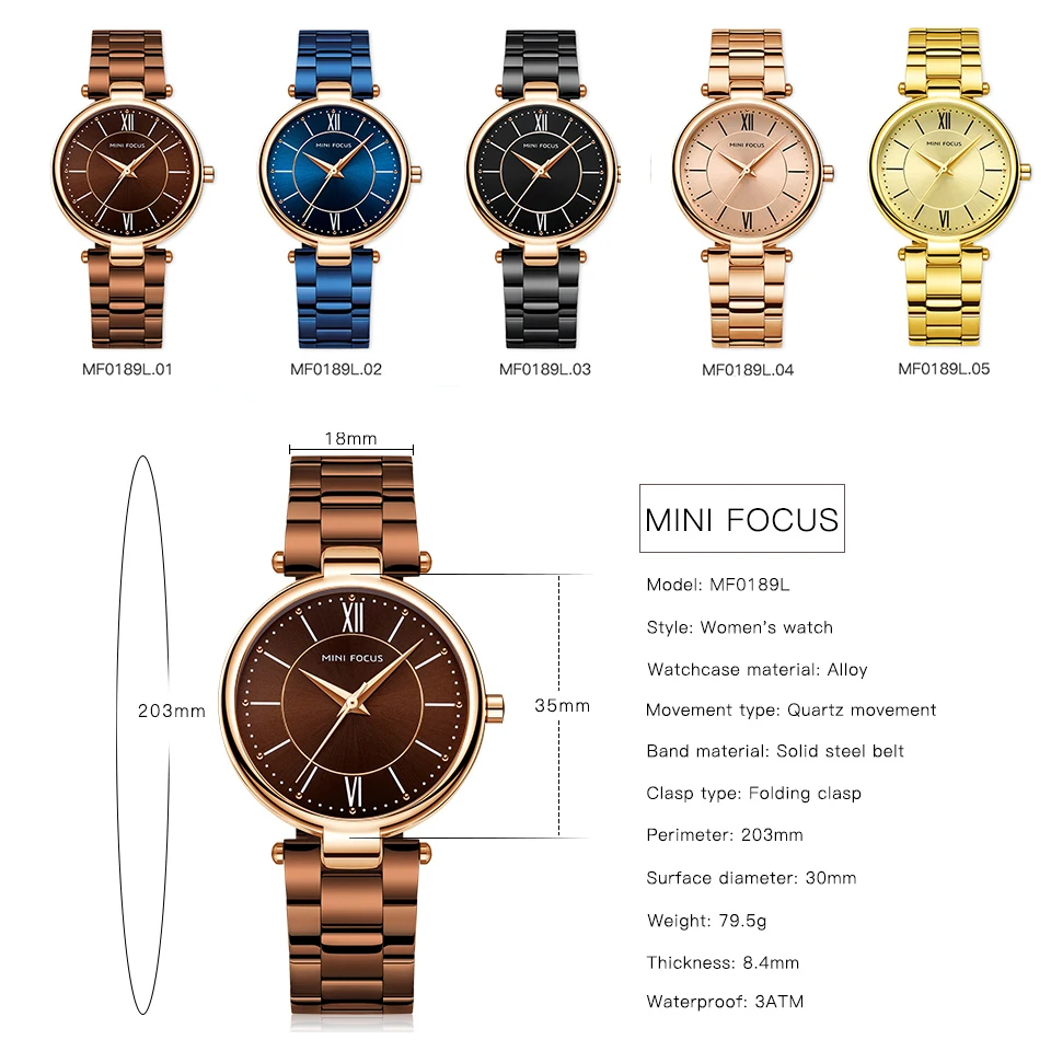 MINIFOCUS элегантное платье коричневые женские часы кварцевые часы ремешок из нержавеющей стали лучший бренд класса люкс минималистичные женские наручные часы