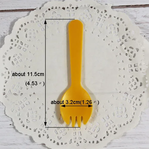 12 шт., пластиковая ложка конфетного цвета для мороженого, одноразовые вилки, ложка для торта, сервировка десерта, инструмент, вечерние, рождественские, свадебные украшения - Цвет: 12pcs orange