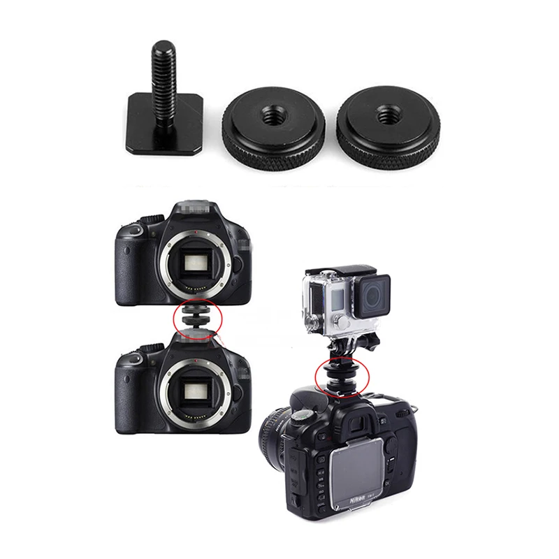 100pcs/lot Pro 1/4 Inch Dual Nuts Tripod Mount Screw to Flash Camera