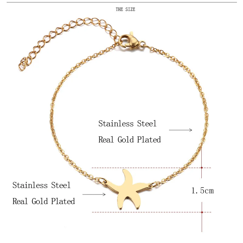 CACANA Stainless Steel Bracelet For Women Man Small Starfhish Gold And Silver Color Pulseira Feminina Lover's Engagement Jewelry